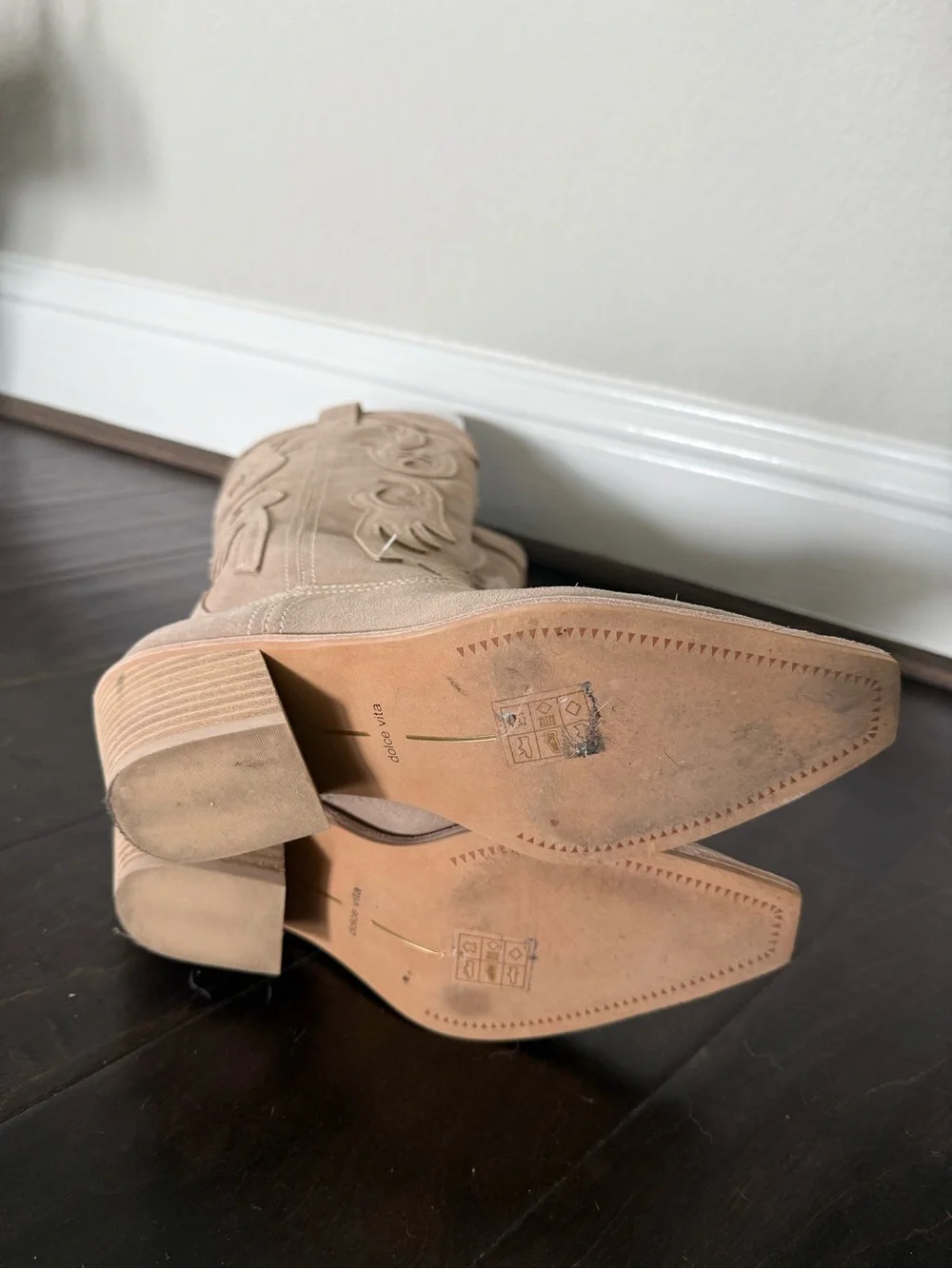 Dolce Vita Over-the-Knee Suede Boots in Beige
